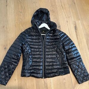 RAINFOREST BLACK PUFFER HOODIE ZIP OFF SLEEVE JACKET COAT LARGE L